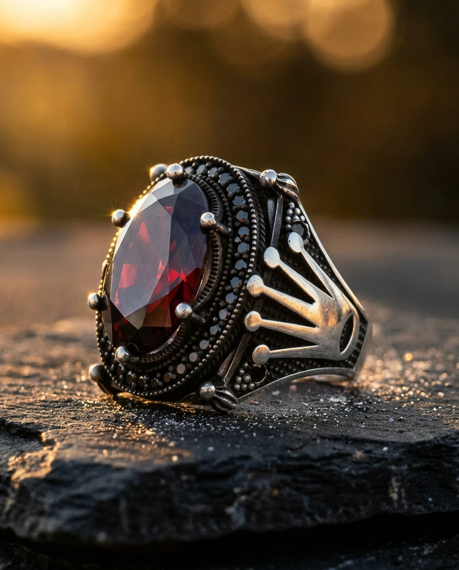 Kızıl Monark (Rolex) Gümüş Erkek Yüzük