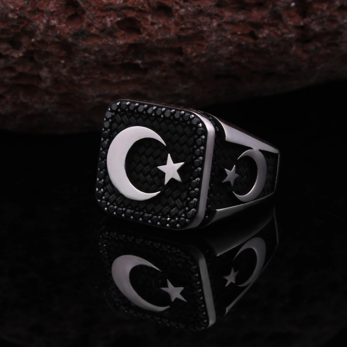 Şanlı Hilal (Ay Yıldız) 925 Ayar Gümüş Erkek Yüzük