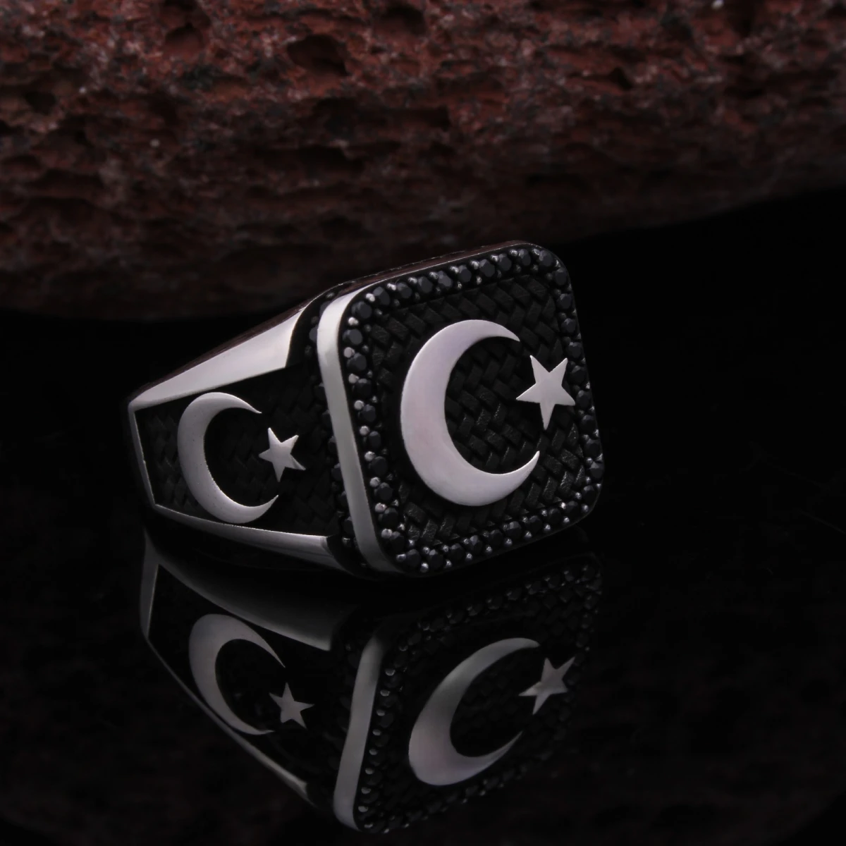 Şanlı Hilal (Ay Yıldız) 925 Ayar Gümüş Erkek Yüzük