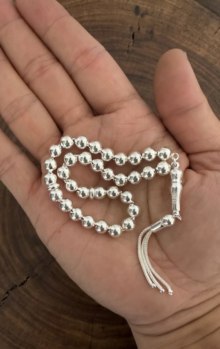 Parlak Yüzeyli Sade 925 Ayar Gümüş Tesbih (20.6 gr)
